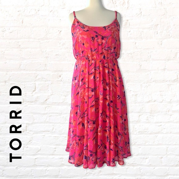 Torrid Pink Floral Cami Midi Dress With Pockets Size 3 XL NWT - Picture 1 of 7